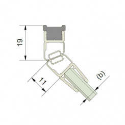 Magnetkombination für Drehtüren 135° Glas-Wand 